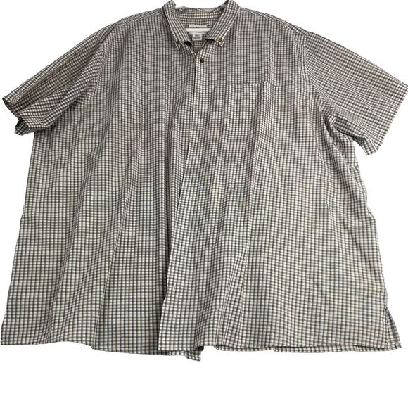 Harbor Bay Men's Button-Down Shirt, Plus 4XLT, Short Sleeve, Grey/White,Pockets - Picture 1 of 14